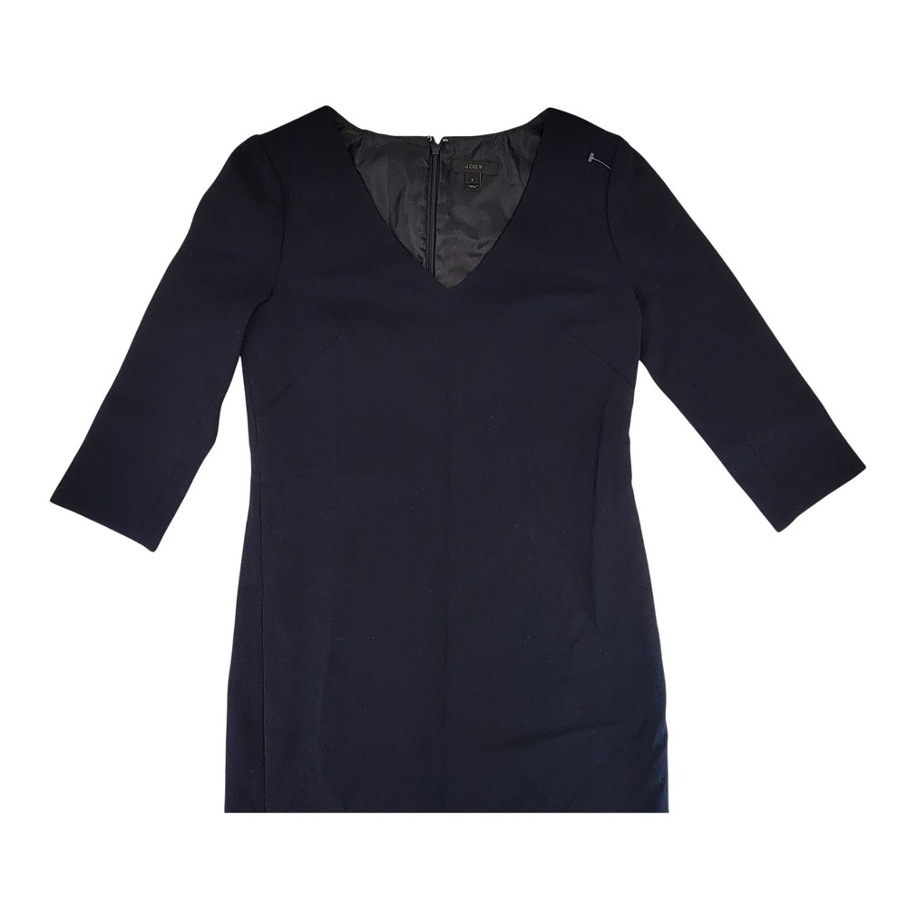 J Crew Navy Blue V Neck‎ 3/4 Sleeve Sheath Dress Size 0